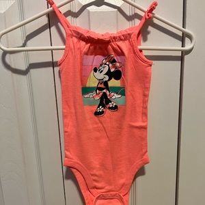 Disney Jumping Beans Softest Bodysuit Size 24M Girl Minnie Mouse Orange Onesie